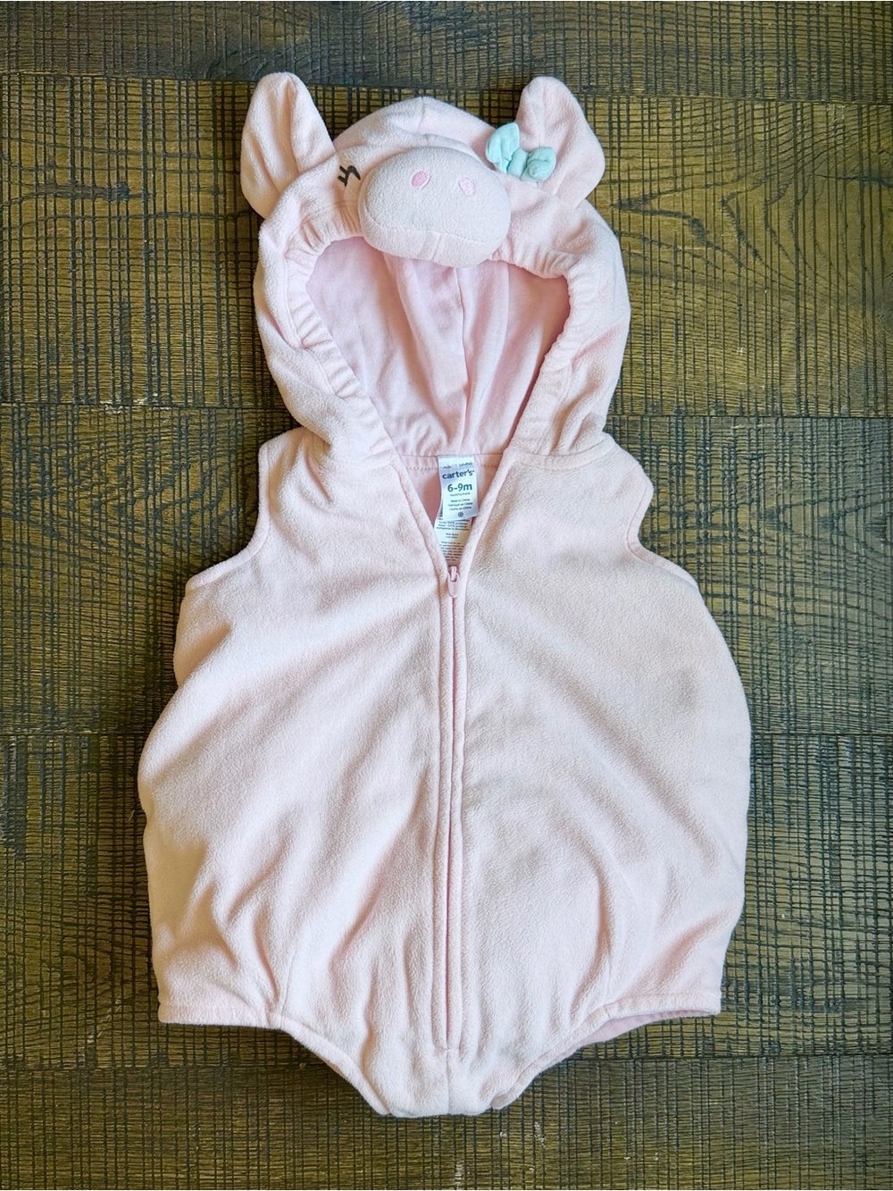 Carter's Light Pink Hooded Baby One-Piece Piggie Outfit Costume, 6-9months